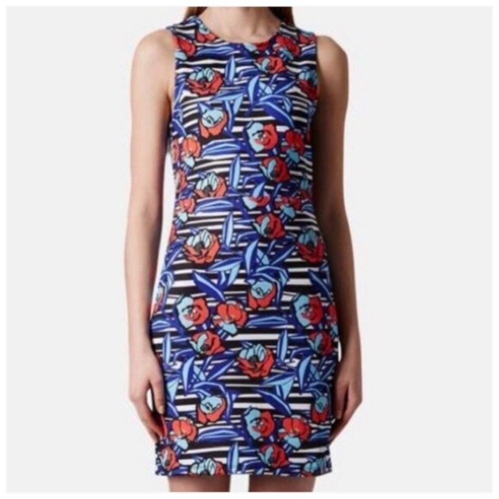 TopShop Dress Women Size 6 Sleeveless Bodycon Flower Slice Jersey Short Colorful - Picture 9 of 10